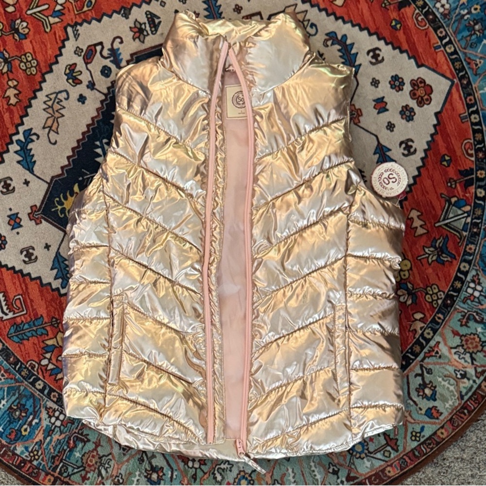 SO Metallic Rose-Gold Women's Puffer Vest